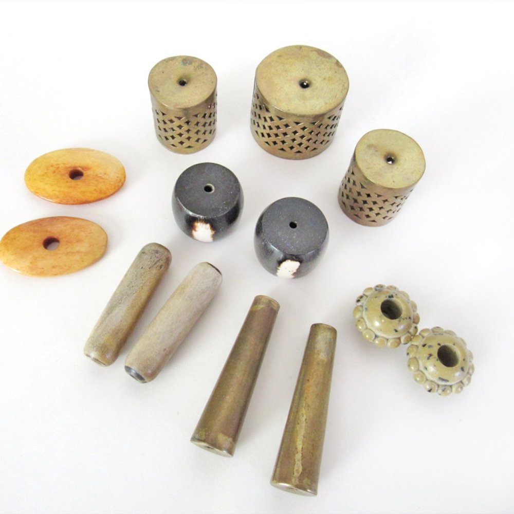 Bead Lot for Jewelry Making / Vintage Brass & Ethnic African Style Wood Beads